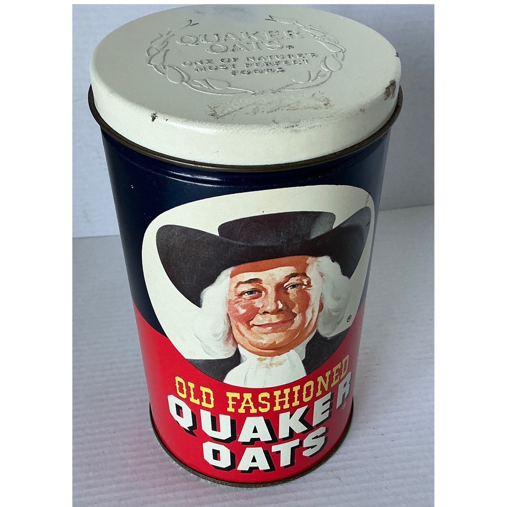 Quaker Vintage 1982 Tin Canister Famous Oatmeal Cookie Recipe Limited Edition